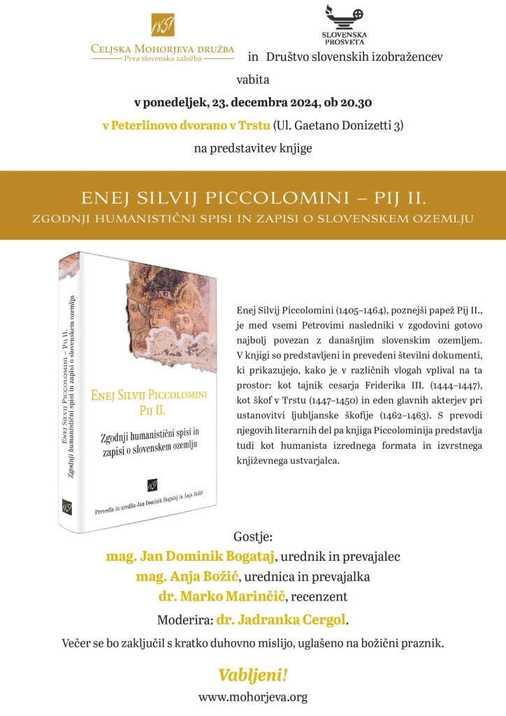 You are currently viewing Predstavitev knjige ENEJ SILVIJ PICCOLOMINI – PIJ II