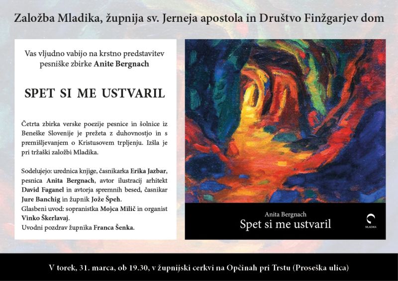 Read more about the article Predstavitev pesniške zbirke “Spet si me ustvaril”